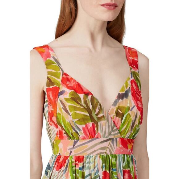 Badgley Miscka Floral Gown Sleeveless Maxi Gown Tropical Red Green Size 8 - Picture 4 of 13